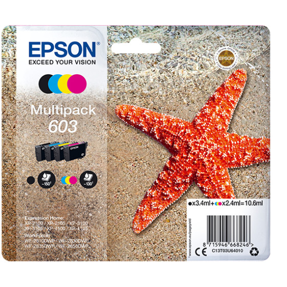 Epson 603 – Multipack d’encres 4 couleurs (C13T03U64020)