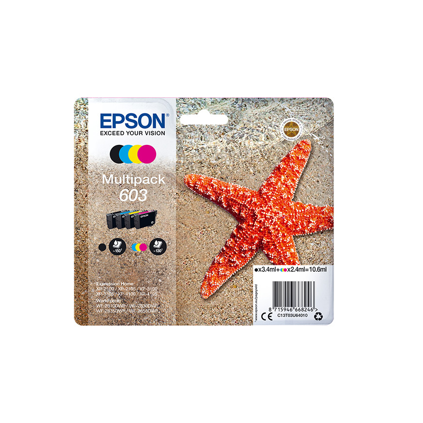Epson 603 – Multipack d’encres 4 couleurs (C13T03U64020)
