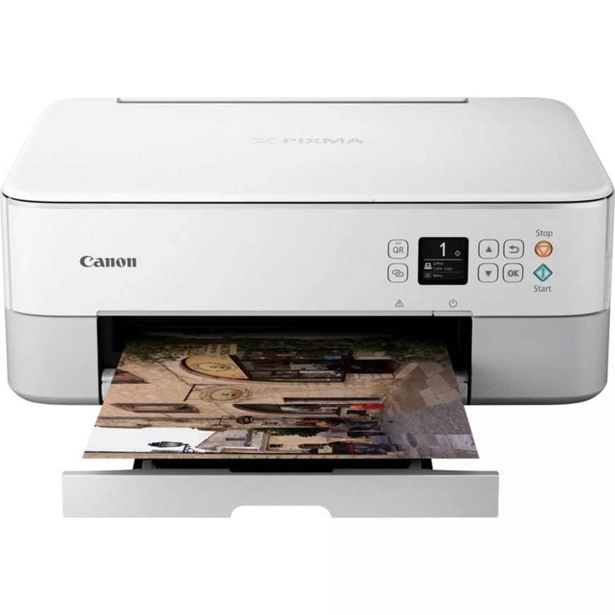 Imprimante photo jet d'encre couleur 3-en-1 sans fil Canon PIXMA TS5351i, blanche