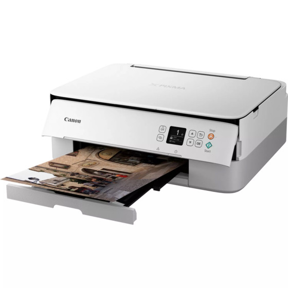 Imprimante photo jet d'encre couleur 3-en-1 sans fil Canon PIXMA TS5351i, blanche