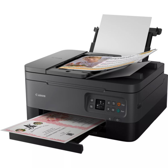 Imprimante photo jet d'encre couleur 3-en-1 sans fil Canon PIXMA TS7450i, noire