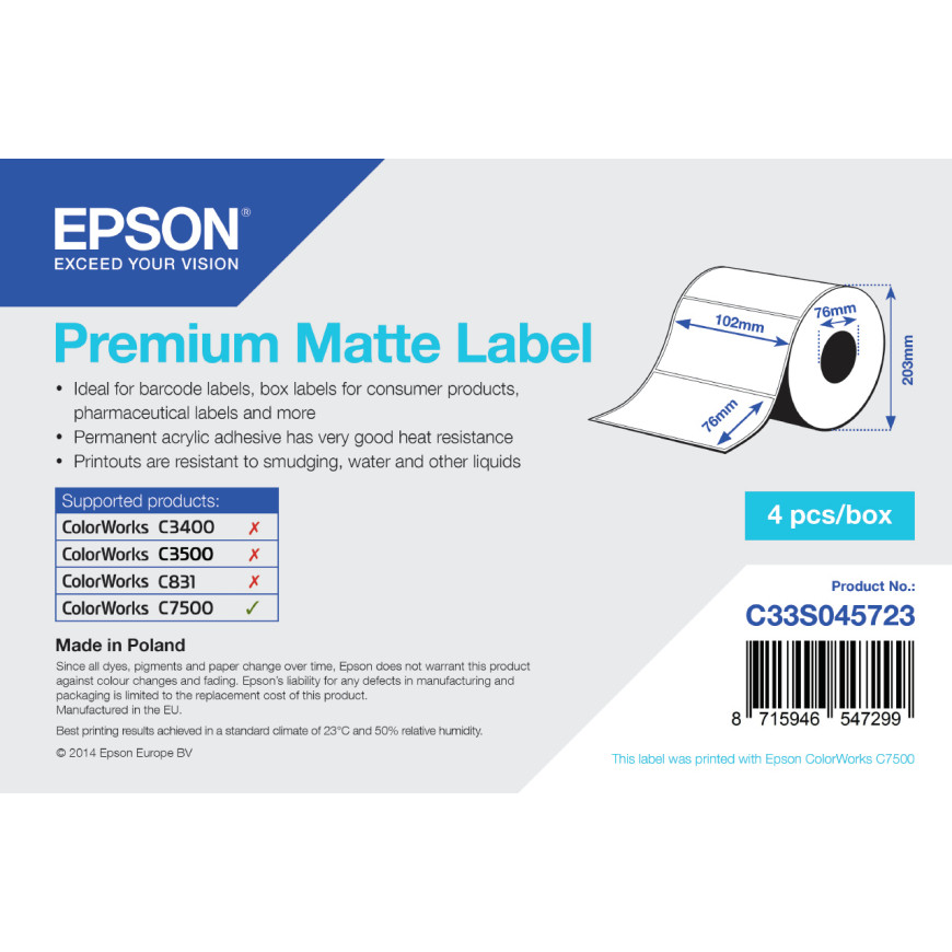 Epson Premium Matte Label - Étiquettes en rouleau découpées (C33S045723)