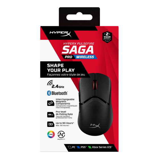 Souris gamer sans fil HyperX Pulsefire Saga Pro (noire)