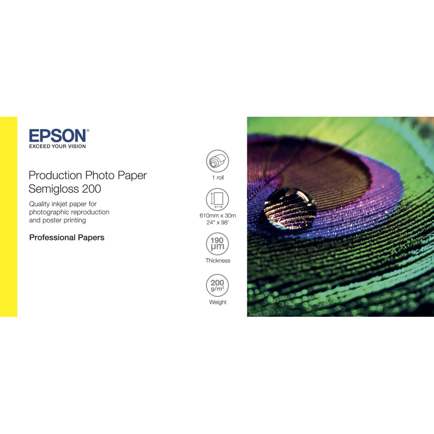 Epson Production Photo Paper Semigloss 200 – Papier photo semi-gloss de 24" x 30m (C13S450376)