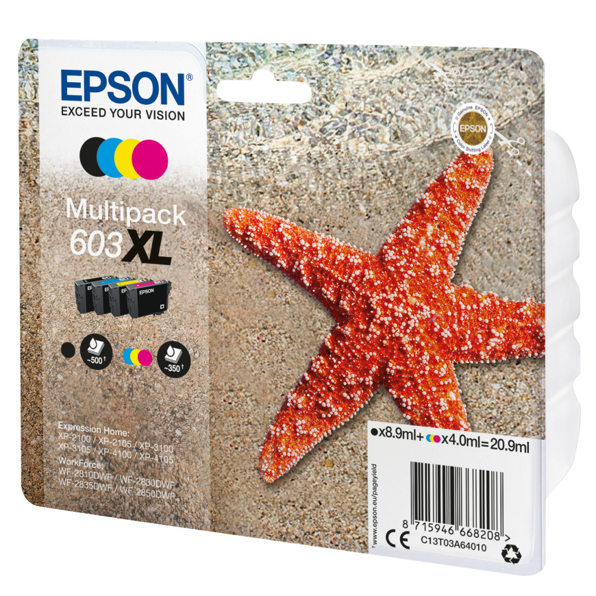Epson 603XL – Multipack 4 couleurs d’encre (C13T03A64010)