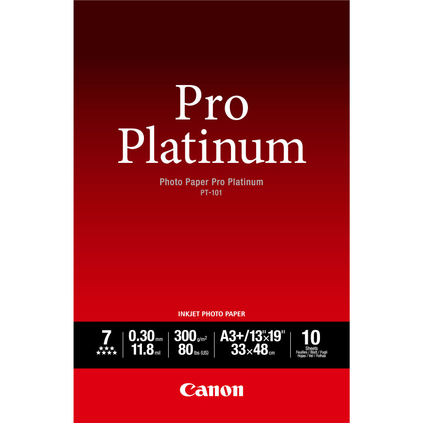 Papier photo professionnel Platinum A3 Plus Canon PT-101 - 10 feuilles