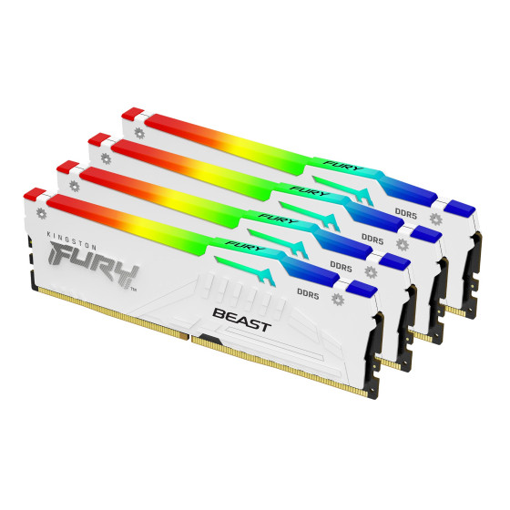 Kingston FURY Beast RGB 64 Go (4 x 16 Go) DDR5 6000 MHz CL40 - Blanc