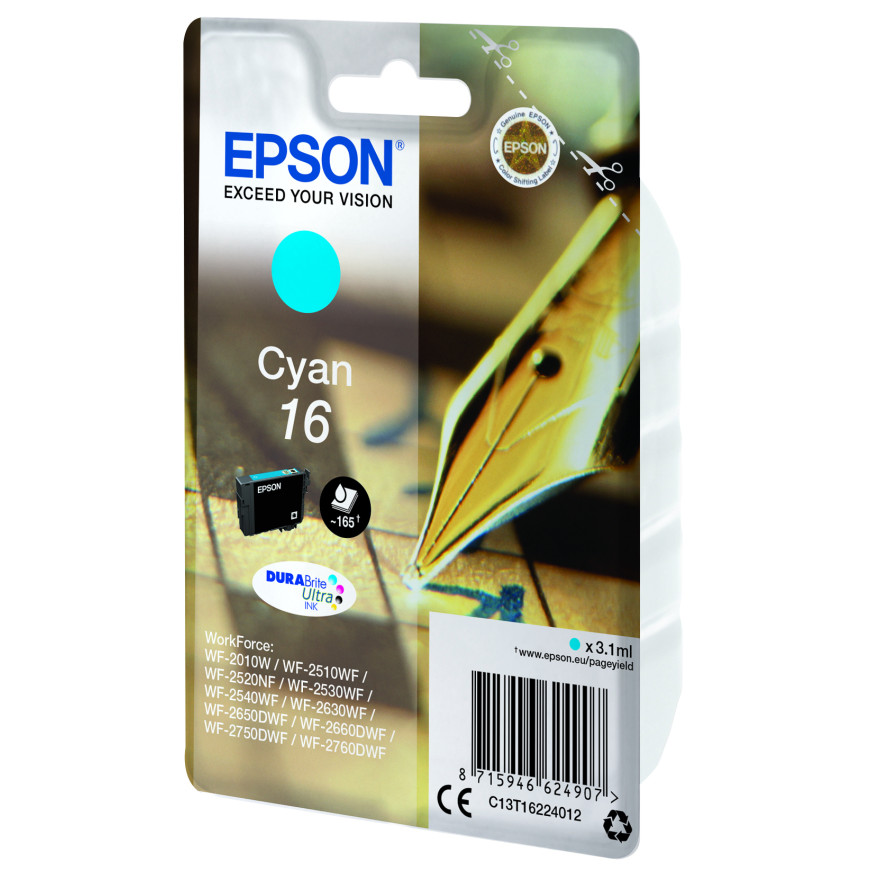 Epson Singlepack Cyan 16 DURABrite Ultra Ink (C13T16224022)