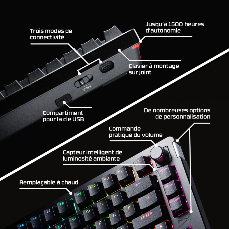 Clavier sans fil gamer HyperX Alloy Rise 75