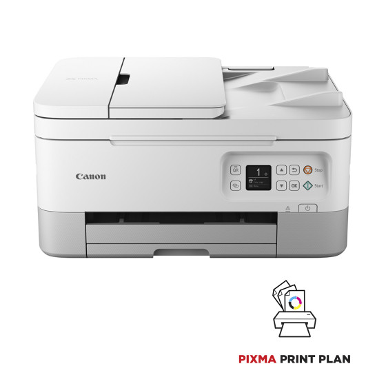 Imprimante photo jet d'encre couleur 3-en-1 sans fil Canon PIXMA TS7451i, blanche