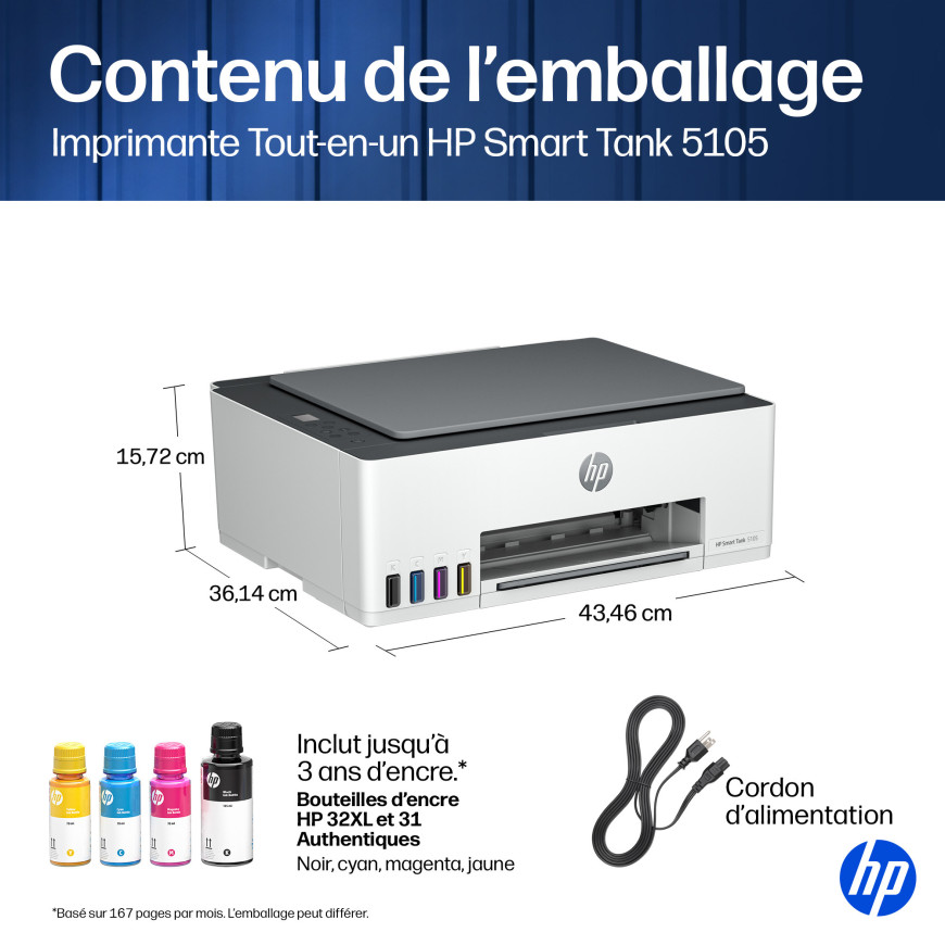 Imprimante Tout-en-un HP Smart Tank 5105
