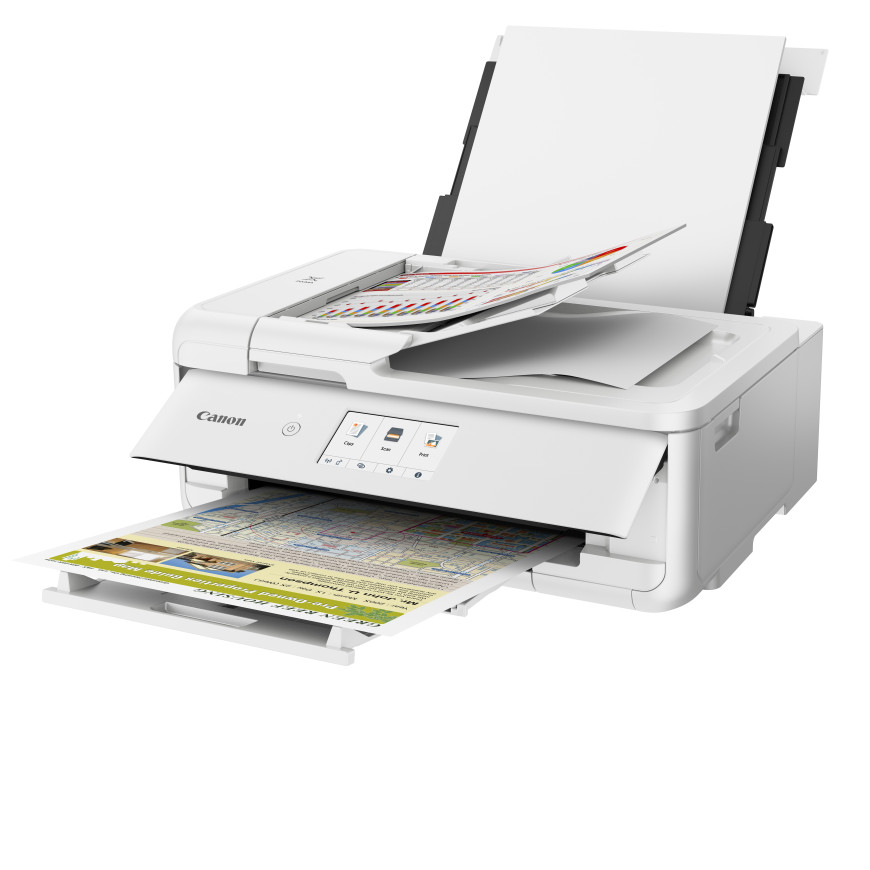 Imprimante photo jet d'encre couleur multifonction A3 sans fil Canon PIXMA TS9551Ca, blanc