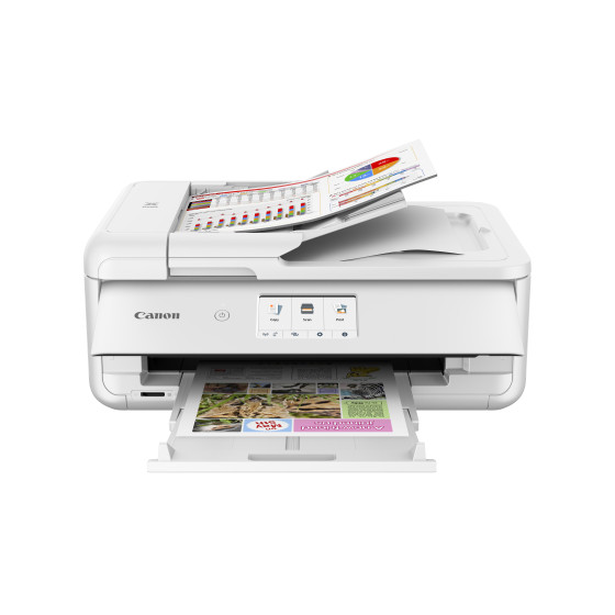 Imprimante photo jet d'encre couleur multifonction A3 sans fil Canon PIXMA TS9551Ca, blanc