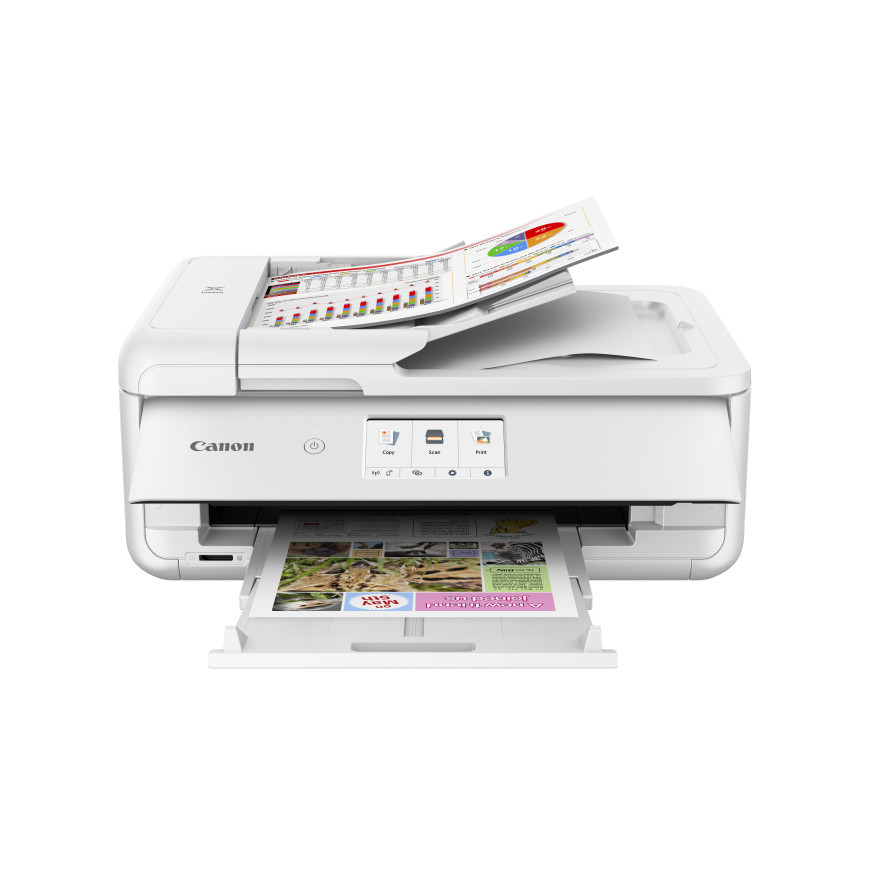 Imprimante photo jet d'encre couleur multifonction A3 sans fil Canon PIXMA TS9551Ca, blanc