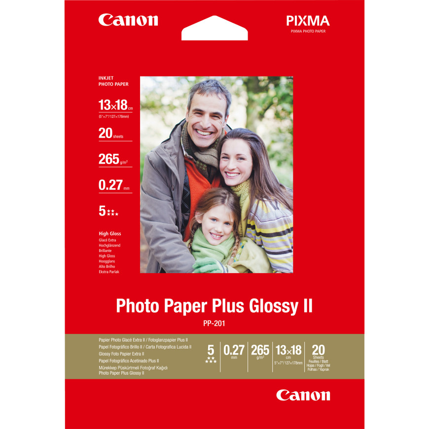 Papier photo brillant extra II 5 × 7 po (13 × 18 cm) Canon PP-201 - 20 feuilles