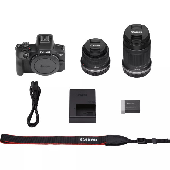 Appareil photo hybride Canon EOS R100 + objectif RF-S 18-45mm IS STM + objectif RF-S 55-210mm IS STM