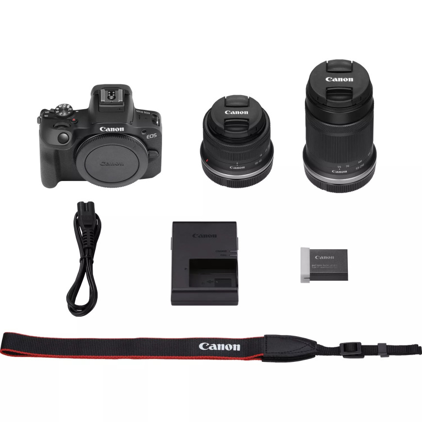 Appareil photo hybride Canon EOS R100 + objectif RF-S 18-45mm IS STM + objectif RF-S 55-210mm IS STM