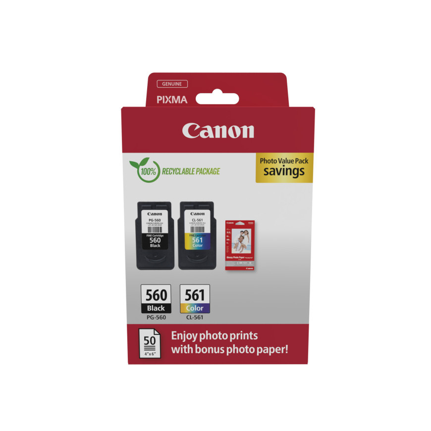 Paquet à prix réduit cartouches d'encre PG-560/CL-561 + papier photo Canon
