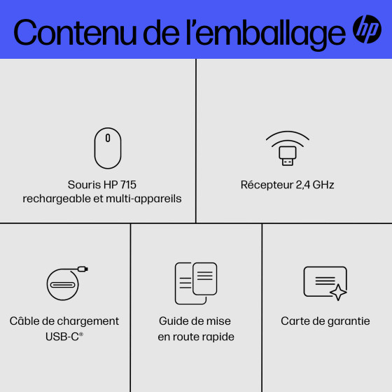 Souris multi-périphériques rechargeable HP 715