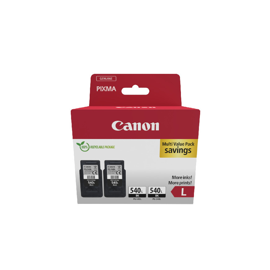 Cartouche d'encre noire à haut rendement Canon PG-540L, double pack