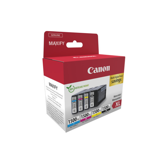Multipack de cartouches d'encre noire/cyan/magenta/jaune haut rendement Canon PGI-1500XL