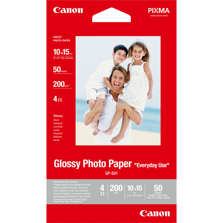 Papier photo brillant 4 × 6” (10 × 15 cm) Canon GP-501 - 50 feuilles