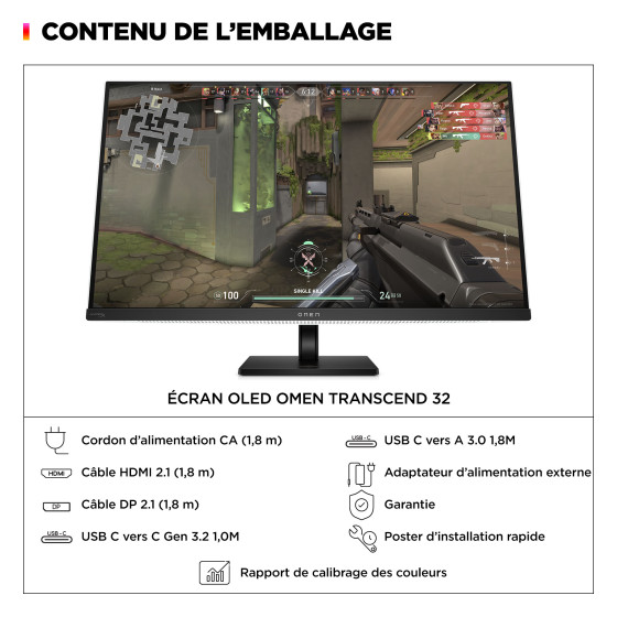 Écran gamer OMEN Transcend 32" UHD OLED 240Hz