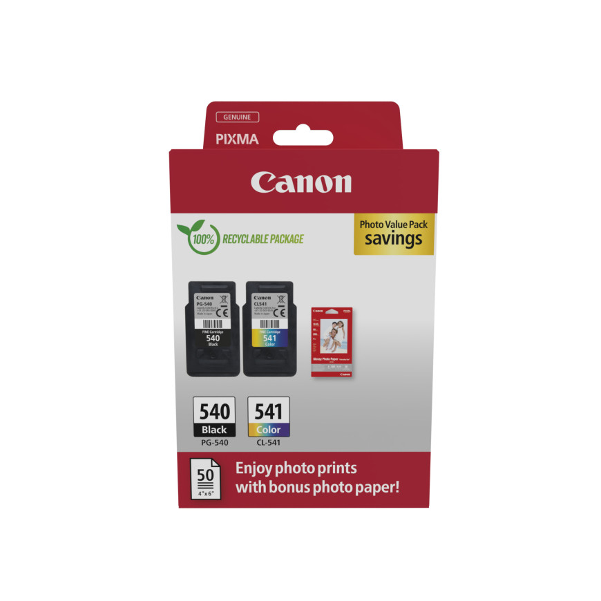 Pack à prix réduit de cartouches d'encre PG-540/CL-541 + papier photo Canon