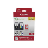 Pack à prix réduit Canon de cartouches d'encre noire PG-560XL et couleur CL-561XL + Papier Photo