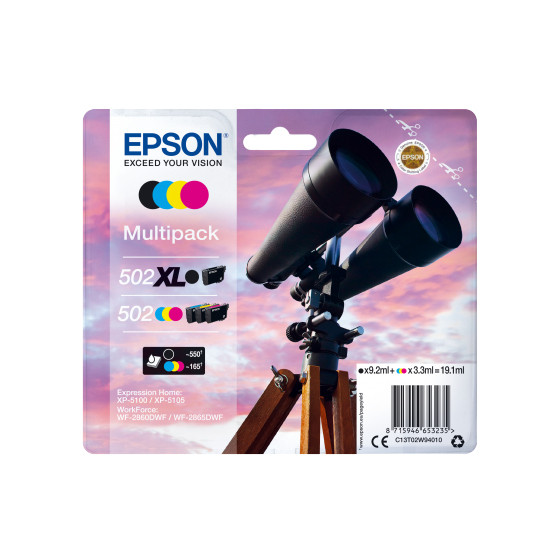 Epson 502 XL – Multipack d'encres 4 couleurs (C13T02W94020)