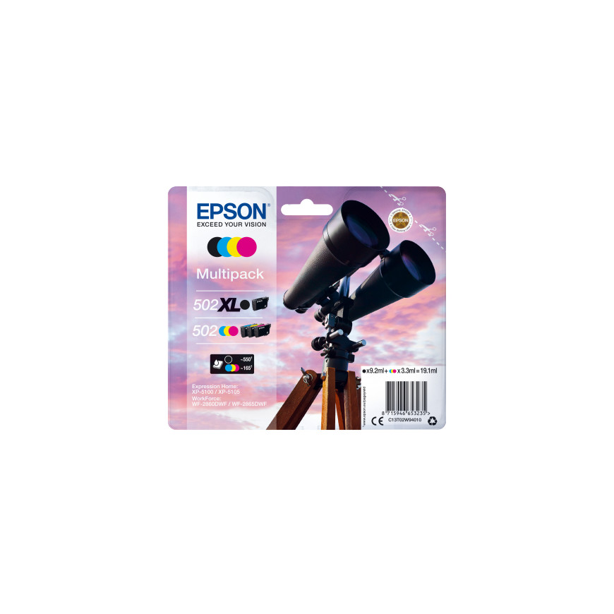 Epson 502 XL – Multipack d'encres 4 couleurs (C13T02W94020)