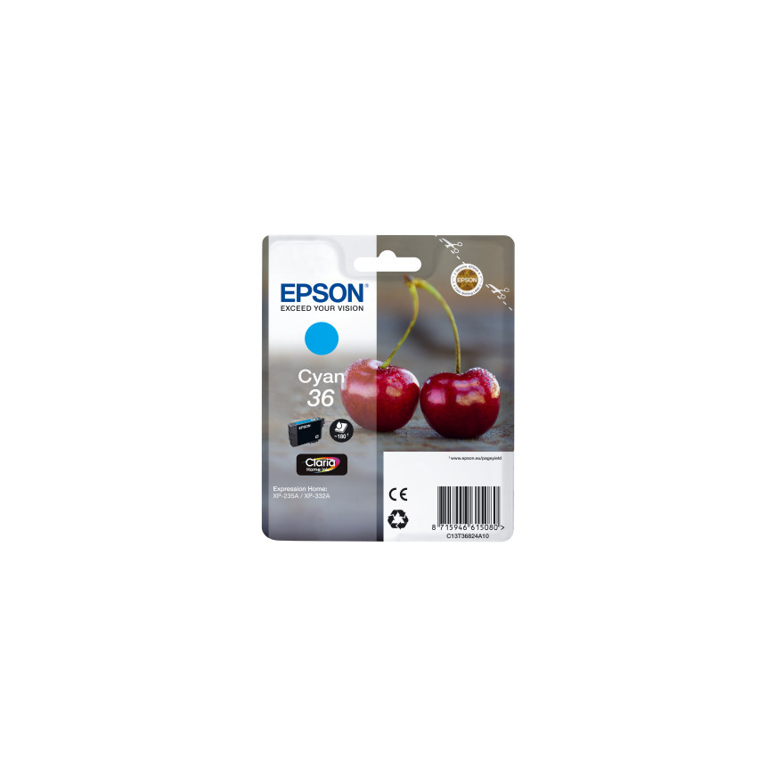 Cartouche d'encre Epson 36 Claria Home Ink – cyan standard (C13T36824A10)