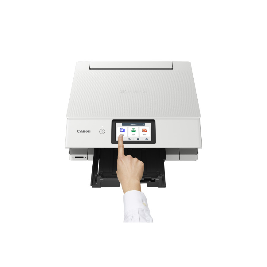 Imprimante photo jet d'encre couleur multifonction sans fil Canon PIXMA TS8751, blanche