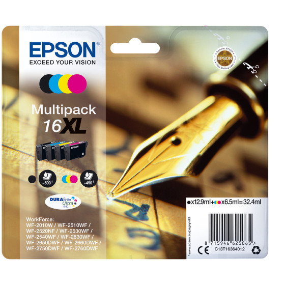 Epson 16XL DURABrite Ultra Ink – Multipack 4 couleurs (C13T16364022)