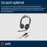 Micro-casque stéréo USB-C HP Poly Blackwire 5220 + prise 3,5 mm + adaptateur USB-C/A (lot)