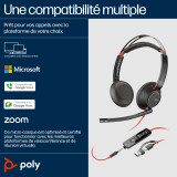 Micro-casque stéréo USB-C HP Poly Blackwire 5220 + prise 3,5 mm + adaptateur USB-C/A (lot)