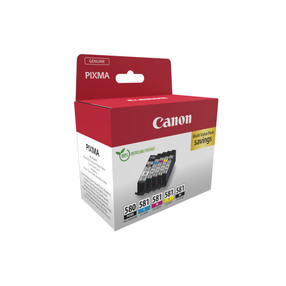 Multipack de cartouches d'encre pigmentée Canon PGI-580BK/CLI-581 BK/C/M/Y