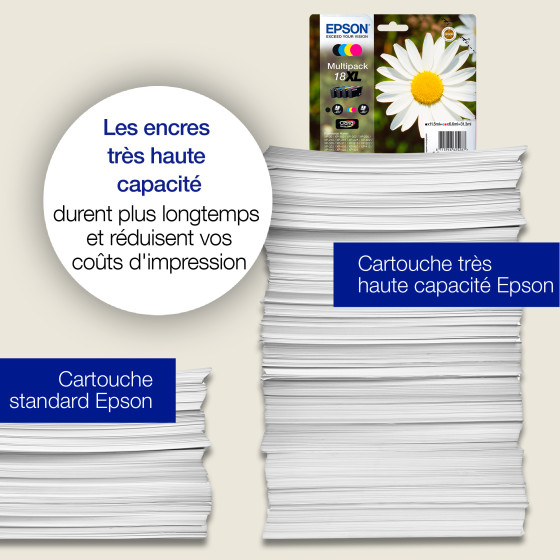 Epson Claria Home multipack 4 couleurs Pâquerette 18 – Cartouches d’encre polyvalentes (C13T18064022)