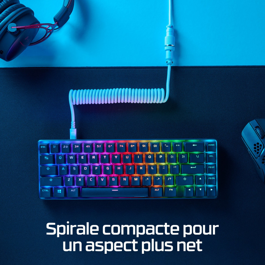 Câble torsadé USB-C HyperX bleu clair-blanc