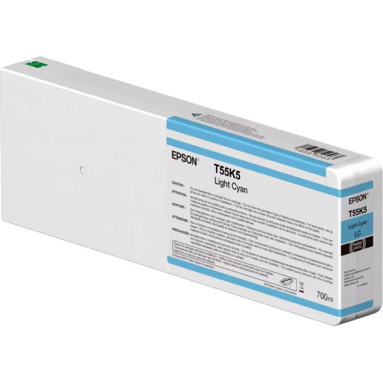 Cartouche d'encre Epson Singlepack Light Cyan T55K500 – UltraChrome HDX/HD 700ml (C13T55K500)