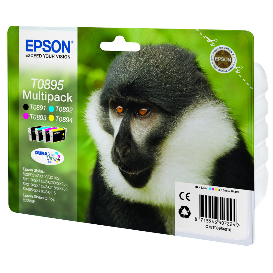 Epson T0895 – Encre DURABrite Ultra multipack 4 couleurs (C13T08954010)