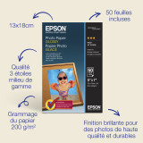 Epson Papier photo brillant 130 x 180 mm – Papier photo glacé 200 g/m² (C13S042545)