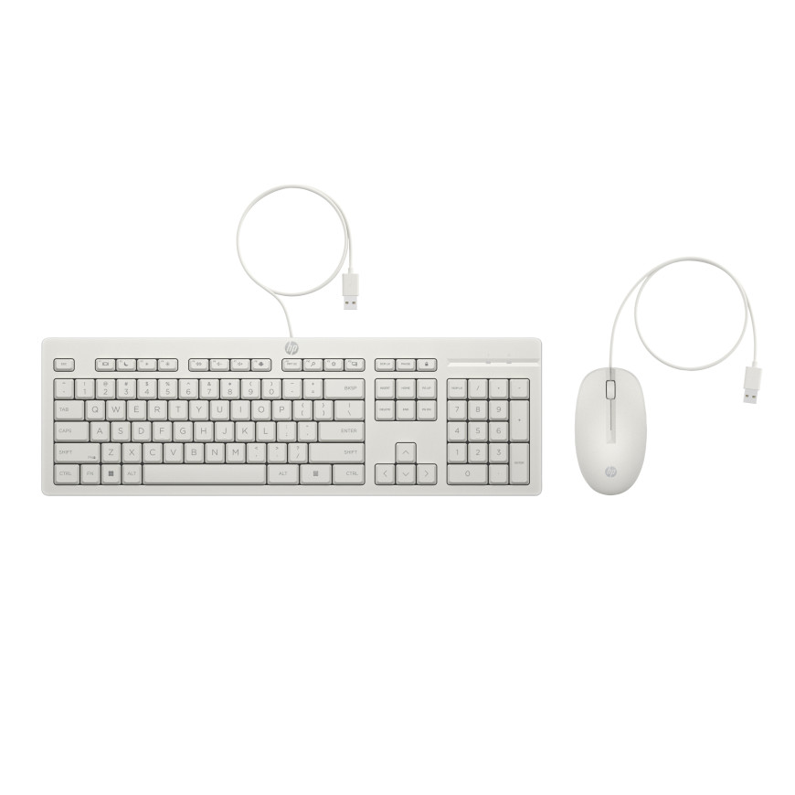 Ensemble combiné clavier et souris filaires HP 225 blanc