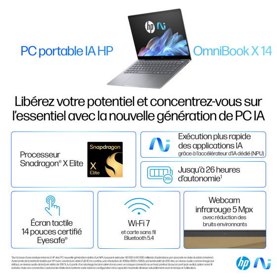 PC portable IA HP OmniBook X 14-fe0000nf - PC Copilot+