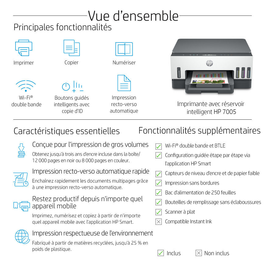 Imprimante Tout-en-un HP Smart Tank 7005