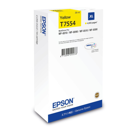 Cartouche d'encre Epson WF-8xxx Series – DURABrite™ Pro Jaune XL (C13T75544N)