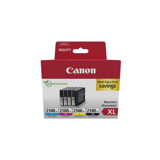 Multipack de cartouches d'encre noire/cyan/magenta/jaune haut rendement Canon PGI-2500XL