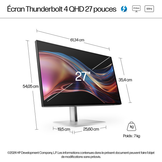 Écran QHD Thunderbolt 4 HP Series 7 Pro 27 pouces - 727pu