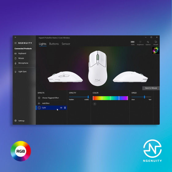 Souris sans fil Gamer HyperX Pulsefire Haste 2 Core - Blanche