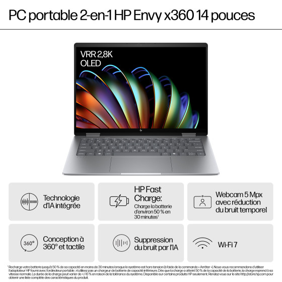 PC portable 2 en 1 HP Envy x360 14-fa0007nf - Ecran tactile OLED 120 Hz